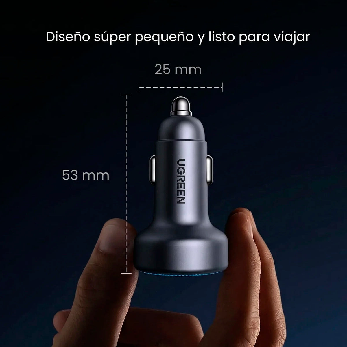 Cargador Ugreen p/ auto 30W (2 puertos USB-C + 1 USB-A)
