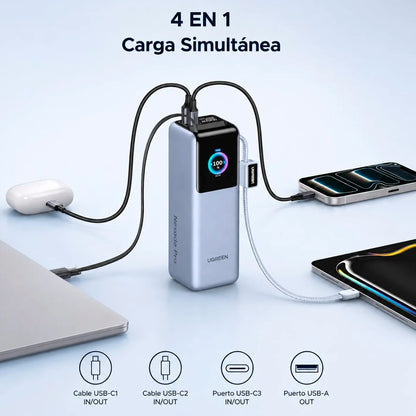 Power Bank Ugreen Nexode PRO 200W / 2 cables USB-C integrados