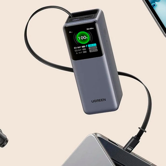 Power Bank Ugreen Nexode 165W cable retráctil integrado