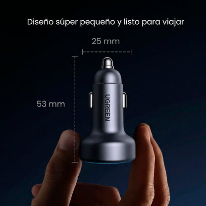 Cargador Ugreen p/ auto 30W  (2 puertos USB-C + 1 USB-A)